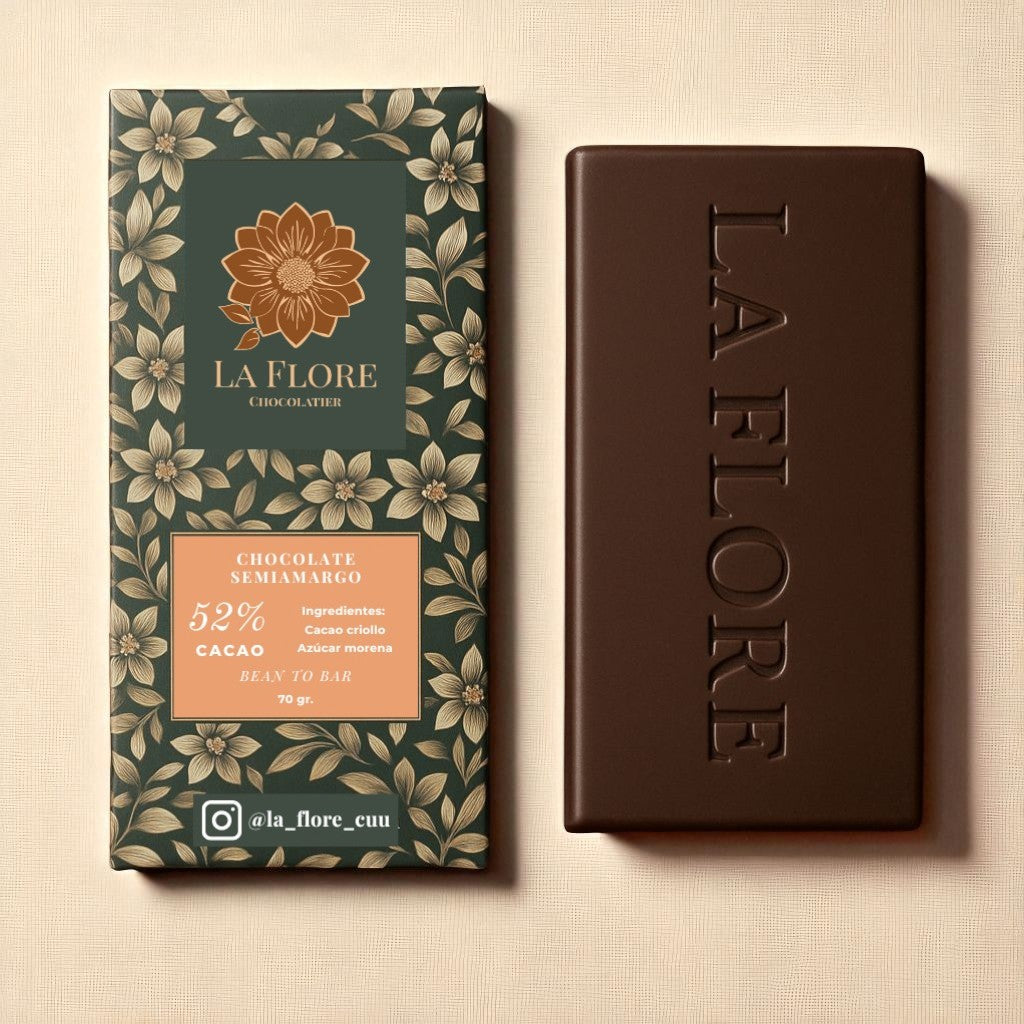 Barra de chocolate semiamargo al 52% de Cacao