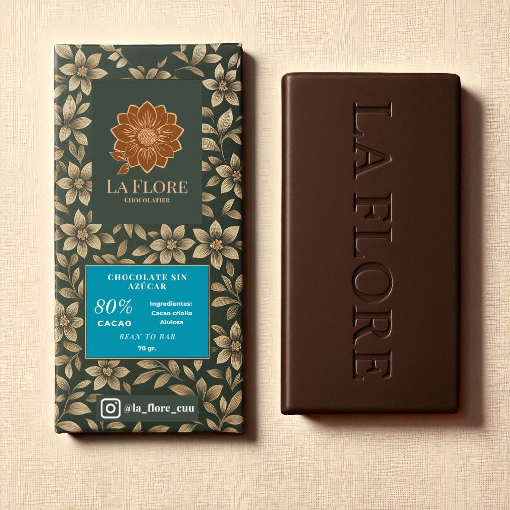 Barra de chocolate sin azucar al 80% de Cacao