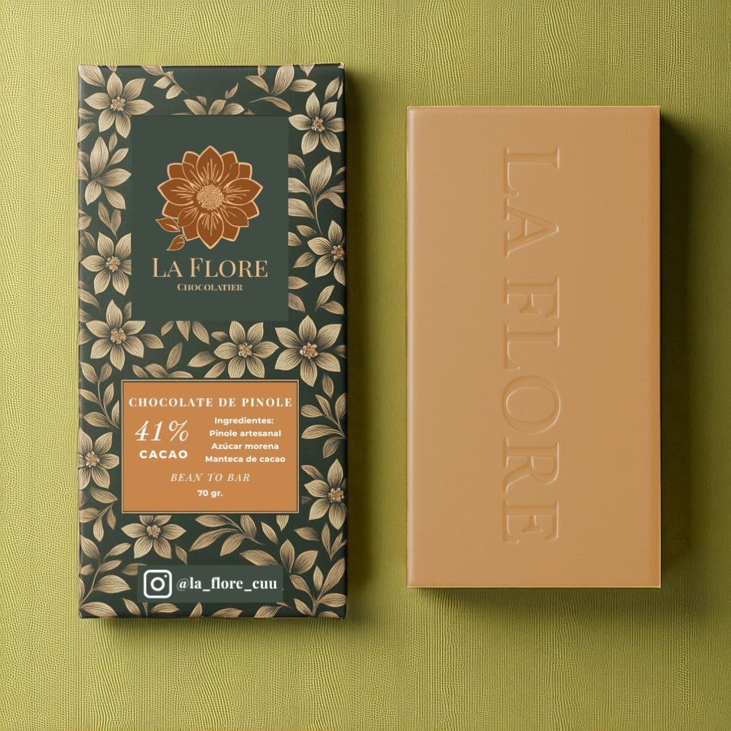 Barra de chocolate de pinole al 41% de cacao